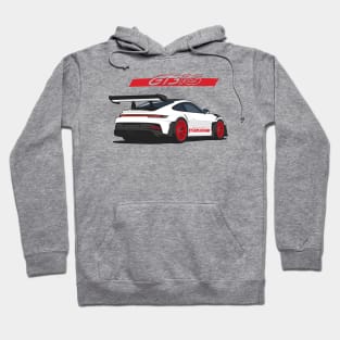 Rear car 911 gt3 rs white red Hoodie